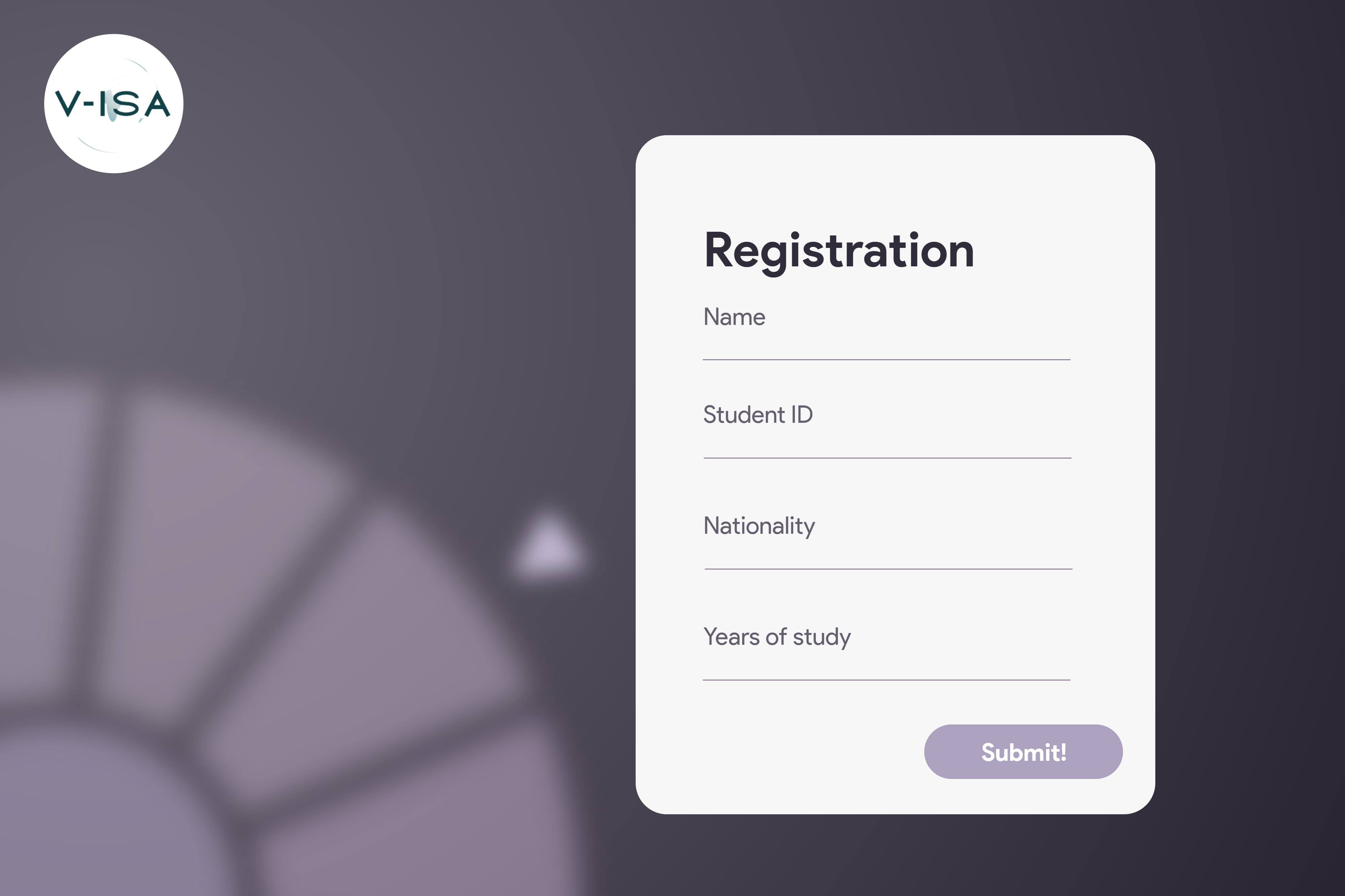 Registration page for V-ISA